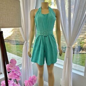 Vintage R.J. Stevens Sleeveless Teal Romper Size 4